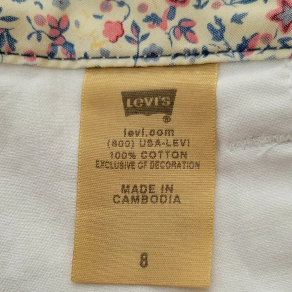Levi's Bright White Cotton Convertible Length Bermuda Shorts Sz M New